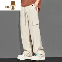 YANXU冰丝直筒休闲裤男夏季薄款美式高街凉感阔腿裤潮牌多口袋工装裤子