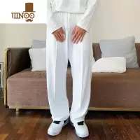 YANXU夏季薄款 宽松直筒运动休闲欧美大码垂坠百搭棉质长裤男