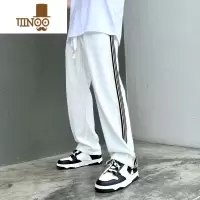 YANXU男士裤子潮牌夏季薄款垂感冰丝运动裤宽松直筒长裤百搭阔腿休闲裤