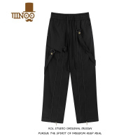 YANXUXOL 国潮拉链拼接设计感休闲裤男女美式休闲阔腿机能风工装裤