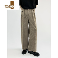 YANXUSNEIKLAU 复古小格子休闲阔腿裤男垂感宽松直筒百搭小众西裤