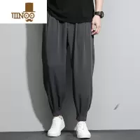 YANXU冰丝长裤子男夏季2023新款潮牌宽松百搭垂坠感男士九分休闲小西裤