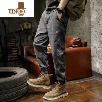 YANXU男士裤子夏季薄款工装裤男宽松大码潮牌束脚裤美式运动休闲裤男款