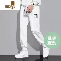 YANXU夏季薄款卫裤男士潮牌宽松束脚秋季痞帅白色港风高街休闲运动裤子