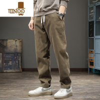 YANXU春季新款直筒休闲裤男宽松大码潮牌老爹裤百搭松紧腰垂感阔腿长裤