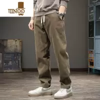 YANXU春季新款直筒休闲裤男宽松大码潮牌老爹裤百搭松紧腰垂感阔腿长裤