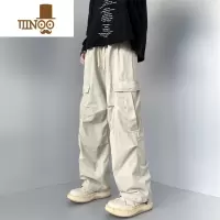 YANXU工装裤子男美式潮流设计感直筒长裤大口袋宽松复古阔腿裤2023新款