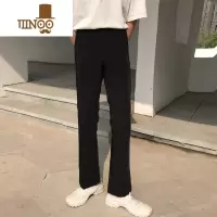 YANXU韩版休闲西裤喇叭裤宽松百搭垂感直筒长裤潮流ins坠感九分西裤男