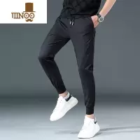 YANXU纯色冰丝裤子男士夏季薄款松紧腰百搭束脚速干九分运动裤休闲长裤