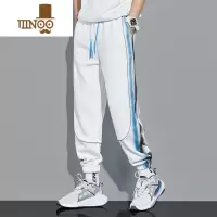 YANXU速干运动裤男条纹宽松束脚白色卫裤韩版潮流秋季休闲裤子