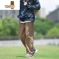 YANXU2023秋季新款男休闲裤320g砂洗直筒工装裤宽松潮牌学生长裤