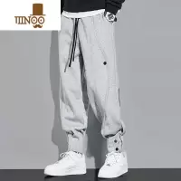 YANXU运动裤男士款排扣卫裤潮牌束脚宽松百搭时尚休闲裤子