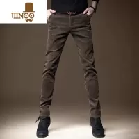 YANXU商务新款加绒灯芯绒休闲裤男潮牌修身小脚弹力轻商务条绒男裤