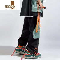 YANXU日系嘻哈直筒休闲运动裤潮牌多口袋工装宽松大码束脚长裤男