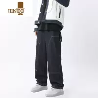 YANXU秋季美式休闲牛仔裤男直筒宽松潮牌工装裤vibe双膝伐木裤休闲长裤