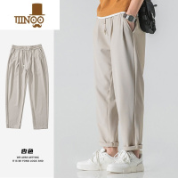 YANXU曼久直筒裤子男款夏季长裤华夫格男裤运动裤垂感男士休闲裤潮