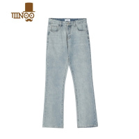 YANXUsoxiox秋季纯色百搭cleanfit微喇牛仔裤男女直筒宽松美式vibe长裤