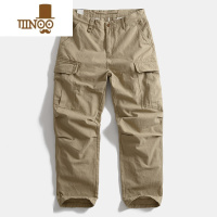 YANXU美式加厚直筒男式宽松工装裤户外休闲裤多口袋长裤子大码