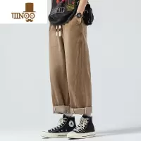 YANXUWOODSOON牛仔裤男士夏季宽松直筒美式阔腿长裤抽绳潮流百搭裤子男
