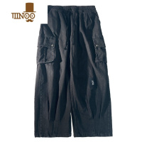 YANXU日系复古潮牌拖地长裤宽松直筒阔腿黑色男女嘻哈工装牛仔裤