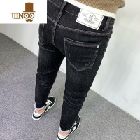 YANXU黑色牛仔裤男2023夏季薄款修身小脚韩版高端刺绣百搭休闲弹力长裤