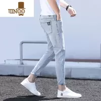 YANXU夏季薄款潮牌九分牛仔裤男款夏天修身小脚男生休闲裤弹力男士裤子