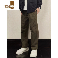YANXUHMN Studio抽绳松紧腰宽松军绿色黑色休闲直筒长裤工装裤男