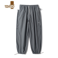 YANXU防泼水户外夏季薄款长裤男休闲裤子工装拉链多口袋刺绣宽松束脚裤