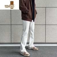 YANXU白色基础喇叭牛仔裤高街百搭休闲长裤微弹显瘦裤子男女