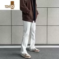 YANXU白色基础喇叭牛仔裤高街百搭休闲长裤微弹显瘦裤子男女