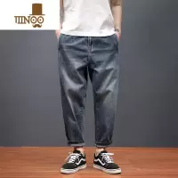 YANXU九分牛仔裤男潮牌宽松小脚2023夏季薄款裤子男韩版潮流百搭哈伦裤