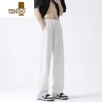 YANXULXS STUDIO潮牌白色冰丝垂感裤子男夏季薄款直筒宽松阔腿拖地长裤
