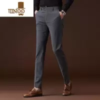 YANXU西裤男修身灰色裤子商务休闲直筒正装男士夏季职业长裤黑色西装裤