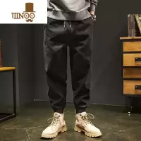 YANXU潮牌新款弹力休闲裤男宽松大码小脚哈伦束脚工装长裤子