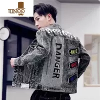 YANXU牛仔外套男韩版潮牌美式复古刺绣休闲高端夹克百搭男生上衣