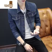 YANXU男士印花牛仔外套款韩版潮流帅气上衣服青少年休闲工装夹克衫