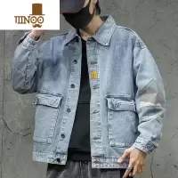 YANXU干活穿工地电焊工防烫耐磨工作服男新款长袖牛仔夹克外套上衣