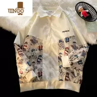 YANXU拼接oversize棒球服男设计感小众美式工装夹克情侣外套ins潮