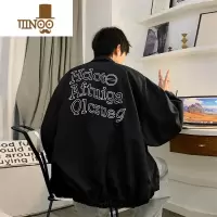 YANXU日系cityboy字母印花冲锋衣外套男秋款痞帅街头感立领夹克男