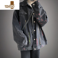 YANXU牛仔外套男秋季新款男士宽松休闲衣服印花夹克青少年ins潮流长袖