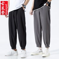 古莱登（两条装）胖子裤子男夏季2021新款轻薄冰丝休闲裤直筒西装裤九分裤
