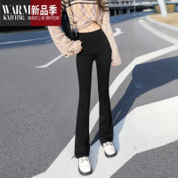 SHANCHAO黑色喇叭裤微喇牛仔裤女高腰2023年早春弹力显瘦拖地马蹄裤长裤潮