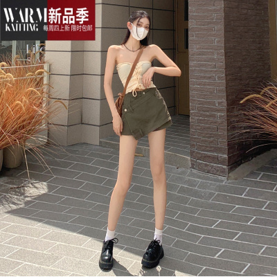SHANCHAO网红牛仔短裤高腰女2023年新款防走光包臀超短裙显瘦