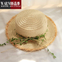 SHANCHAO草帽女藤条蝴蝶结太阳帽夏天帽子遮阳沙滩帽户外亲子帽