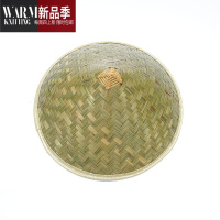 SHANCHAO斗笠帽竹编大沿农民草帽演出道具男士户外遮阳青皮光板蓑衣帽