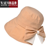 SHANCHAO夏季新款韩版蝴蝶结渔夫帽户外出行百搭遮阳帽时尚大檐帽子女