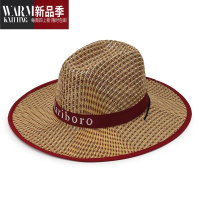 SHANCHAO遮阳劳保草帽2022新款韩版时尚礼帽男士户外透气钓鱼帽休闲帽