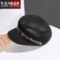 SHANCHAO2023新款镂空八角帽子女夏季出游百搭草帽日系英伦鸭舌贝雷帽