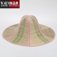 SHANCHAO夏季遮阳帽草编草帽农民沙滩户外大帽檐大沿男女太阳帽折叠帽