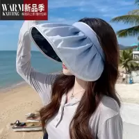 SHANCHAO空顶帽女夏季贝壳遮阳帽骑车大帽檐黑胶太阳帽子